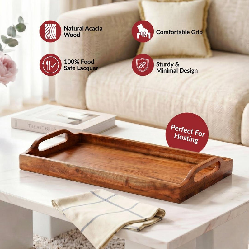 Rustic Serving Tray With Handles 36x20cm