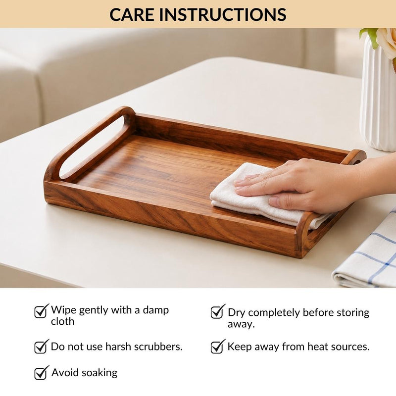 Coffee Table Tray With Handles 36x22cm