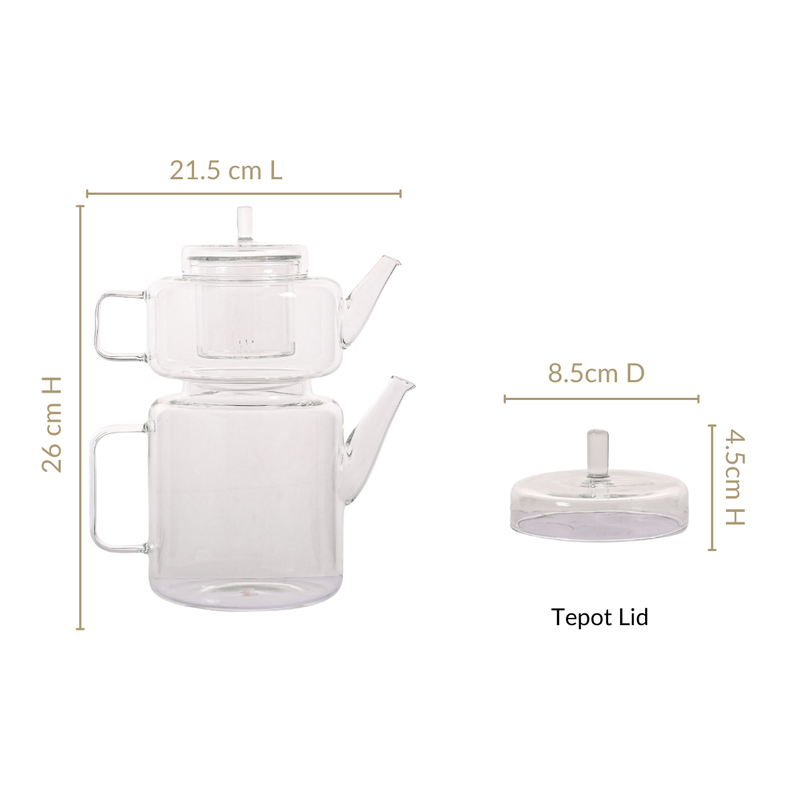 Stackable Double Tea Pot With Infuser Set Of 2