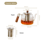 Ribbed Flame Safe Borosilicate Glass Kettle With Strainer 800ml