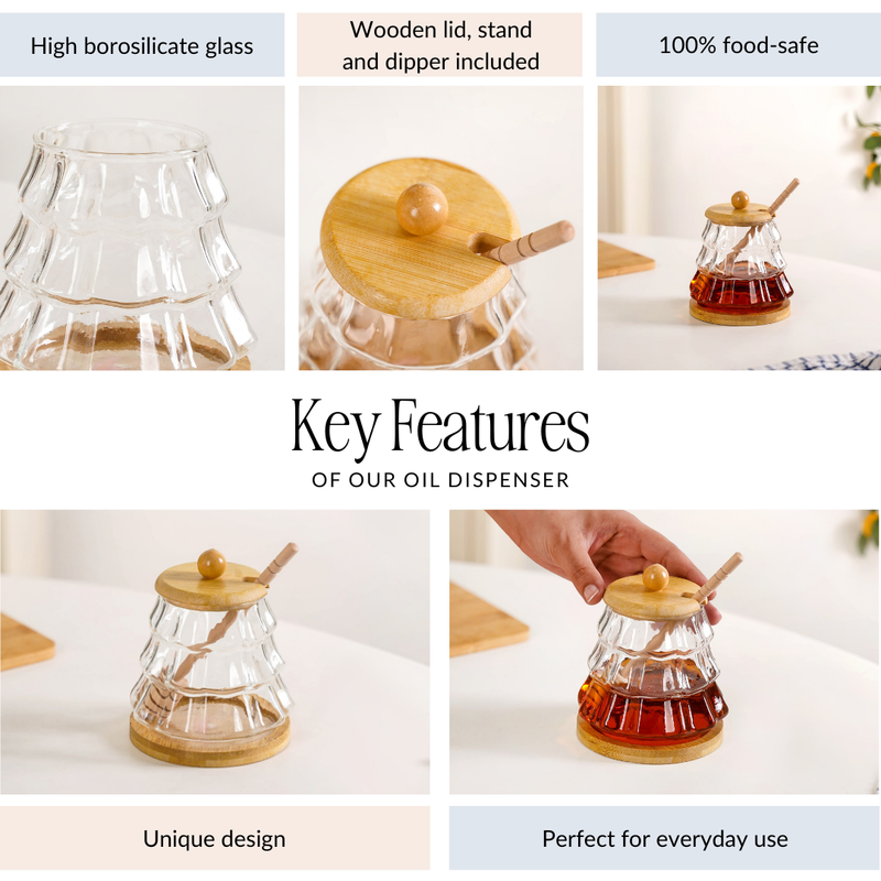Holiday Honey Pot With Wooden Dipper And Stand 300ml