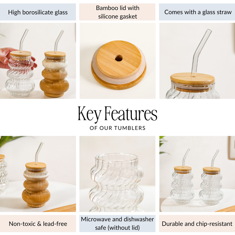 Donut 3 Tier Borosilicate Tumbler Set With Straw Of 2 500ml