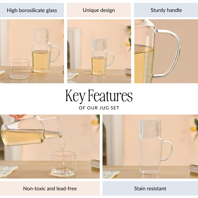 Clear Glass Carafe With Cup