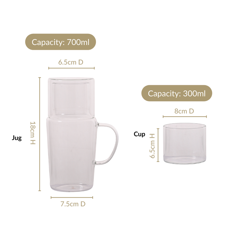 Clear Glass Carafe With Cup