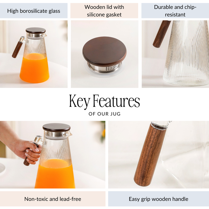 Borosilicate Glass Fluted Lemonade Jug With Lid 1800ml