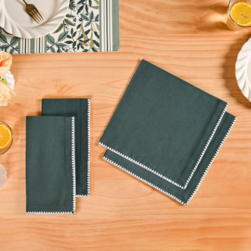 Sacramento Green Water Resistant Cotton Napkin Set Of 4