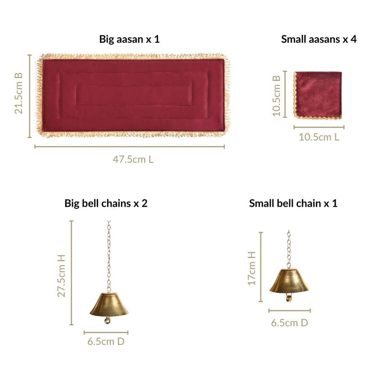 Sacred Pooja Mandir Large With Puja Thali Aasan And Ghanti