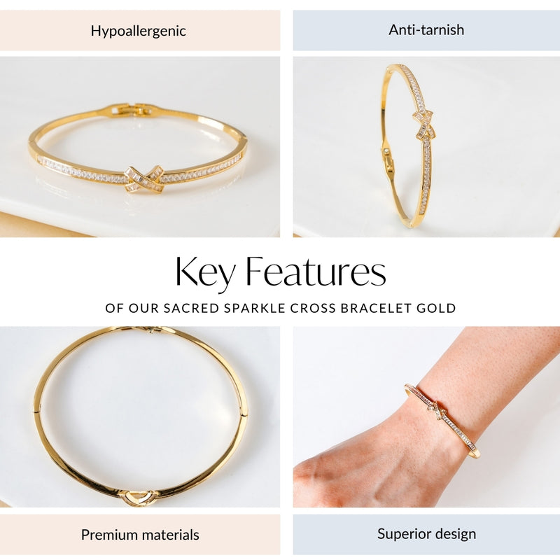 Sacred Sparkle Cross Bracelet Gold