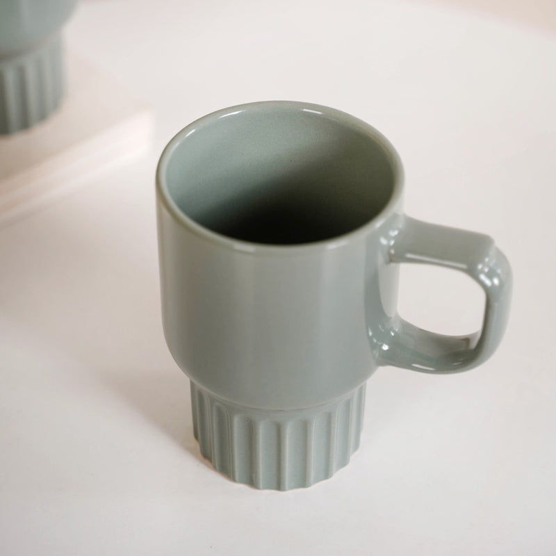 Sage Green Ceramic Stackable Mug Set Of 4 270ml