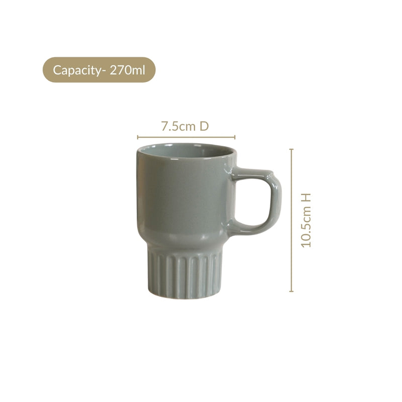 Sage Green Ceramic Stackable Mug Set Of 4 270ml