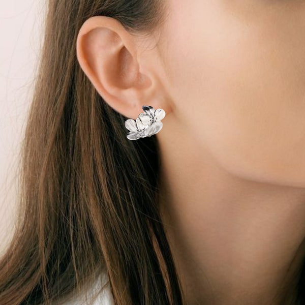 Sakura Hana Silver Hoop Earrings