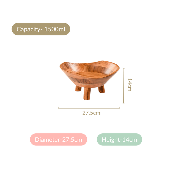 Acacia Wood Salad Bowl With Legs 1500ml