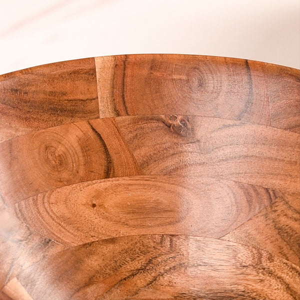 Set Of 2 Earthy Acacia Wood Salad Bowl