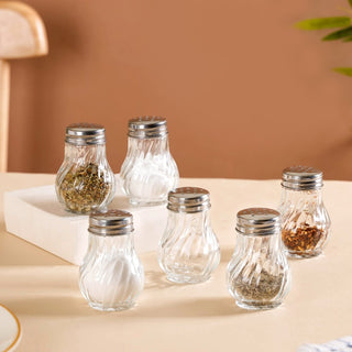 Restaurant Style Glass Salt Pepper Shakers Set Of 6 50ml