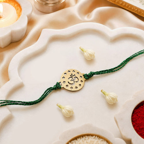 Om Pure Brass Rakhi Gift Set