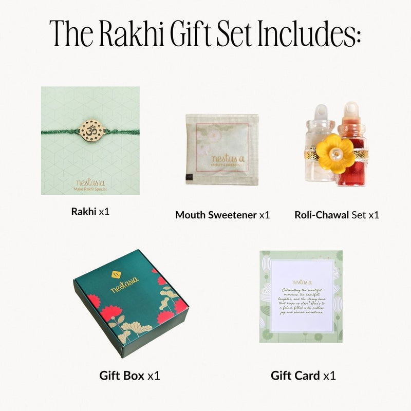 Om Pure Brass Rakhi Gift Set