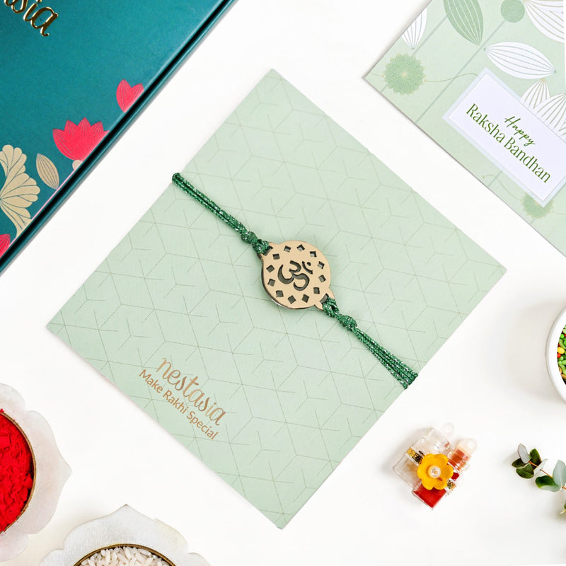 Om Pure Brass Rakhi Gift Set