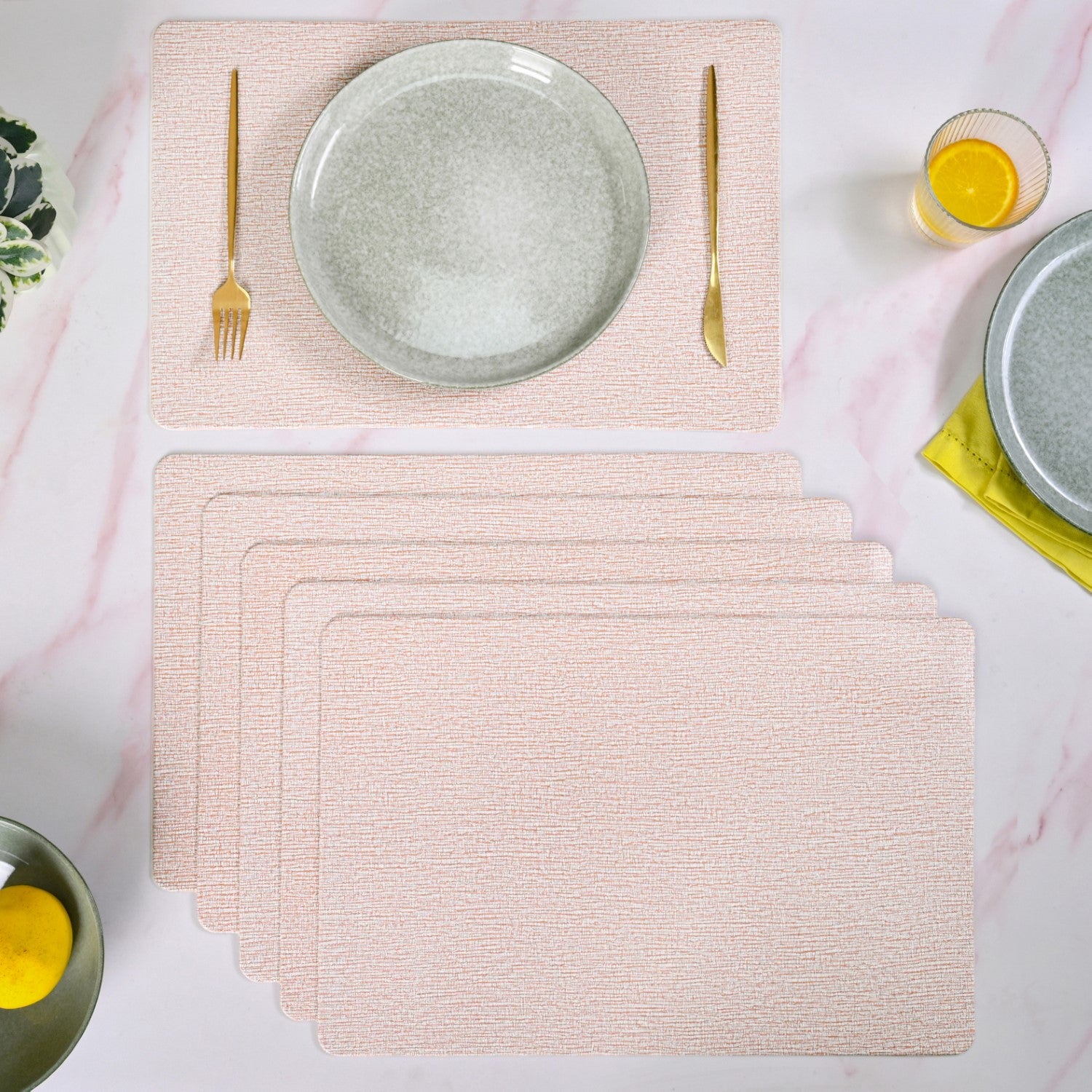 Sand Hue Textured Placemat Set Of 6