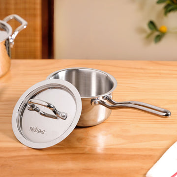 Sandwiched Tri Ply Stainless Steel Saucepan 1100ml