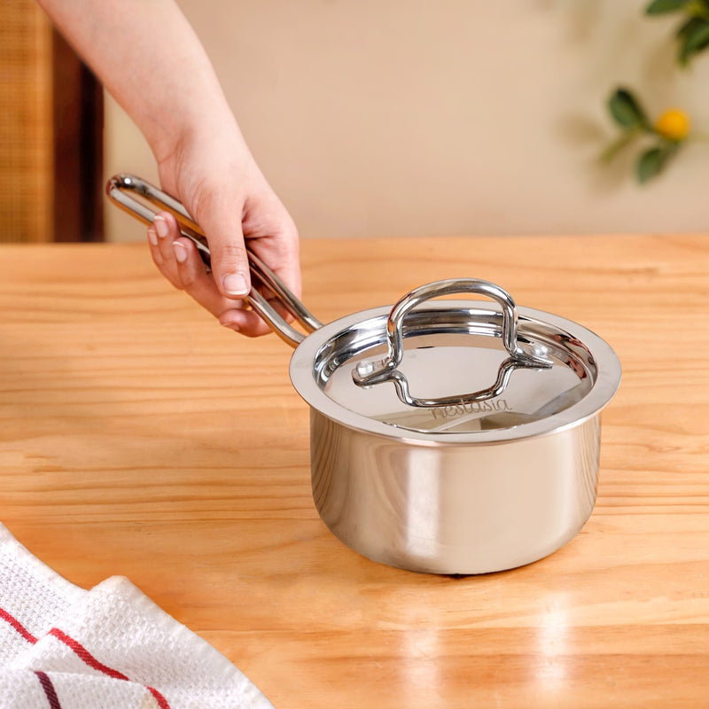 Sandwiched Tri Ply Stainless Steel Saucepan 1100ml