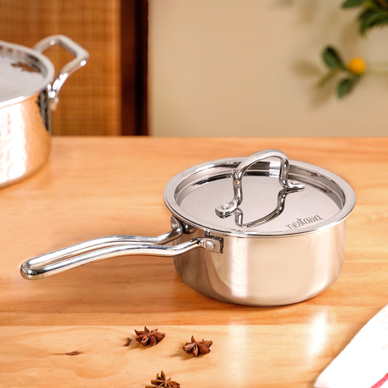 Sandwiched Tri Ply Stainless Steel Saucepan 1500ml