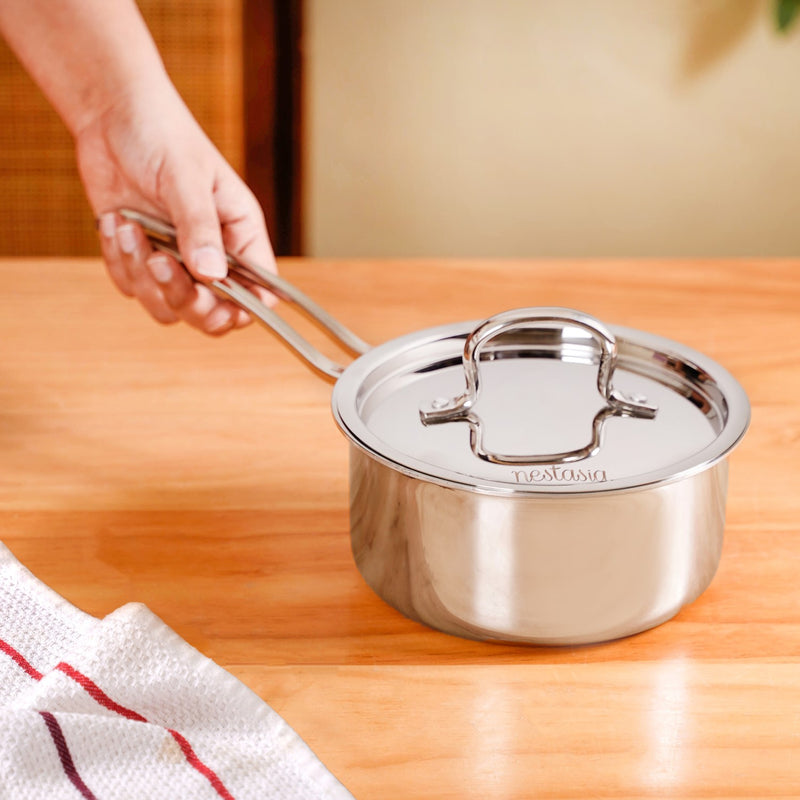 Sandwiched Tri Ply Stainless Steel Saucepan 1500ml