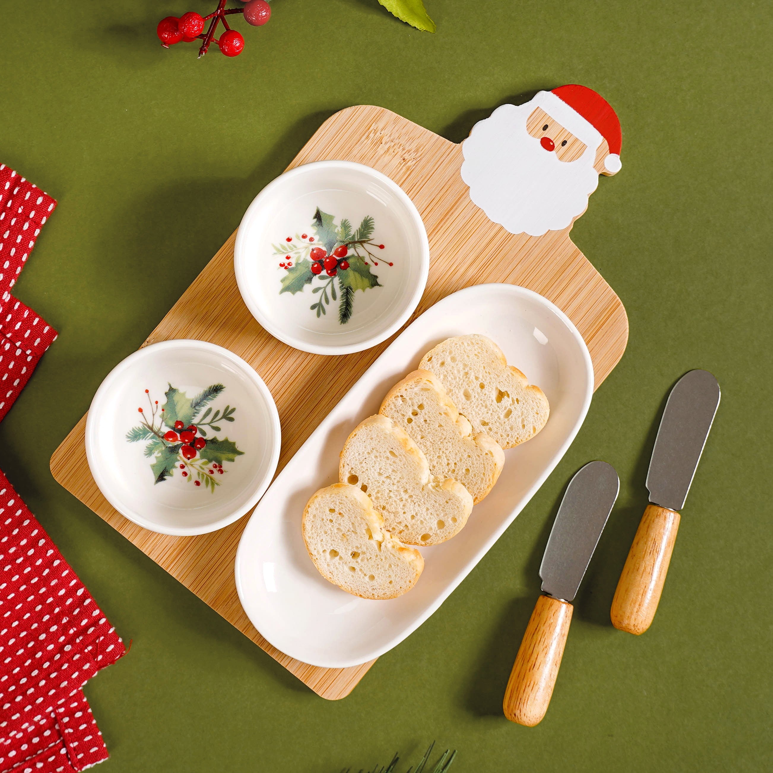 Mistletoe Santa Serving Platter Set Of 6