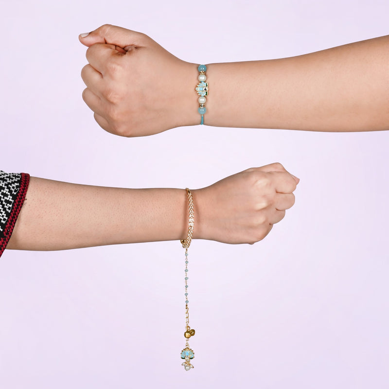 Sapphire Lotus Rakhi Lumba Gift Set