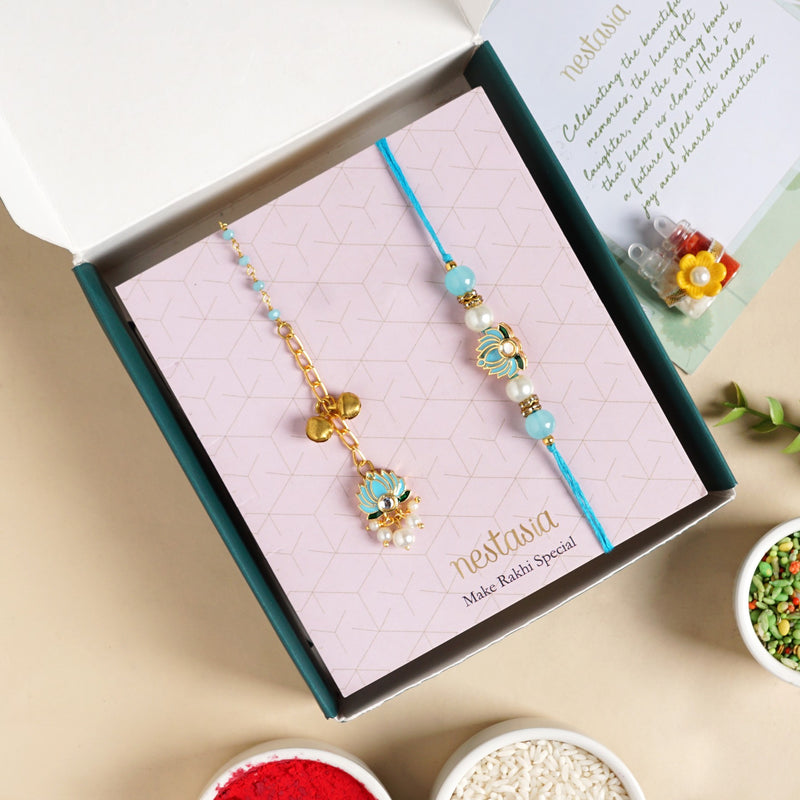 Sapphire Lotus Rakhi Lumba Gift Set