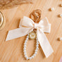 Satin Bow Keychain With Pearl Dangler