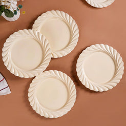 Set Of 4 Scallop Vanilla White Dinner Plates 11 Inch - Dinner plates, ceramic plates, ceramic dinner plates, dinner plate set