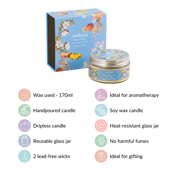 Beach Day Soy Wax Scented Candle Jar 170ml