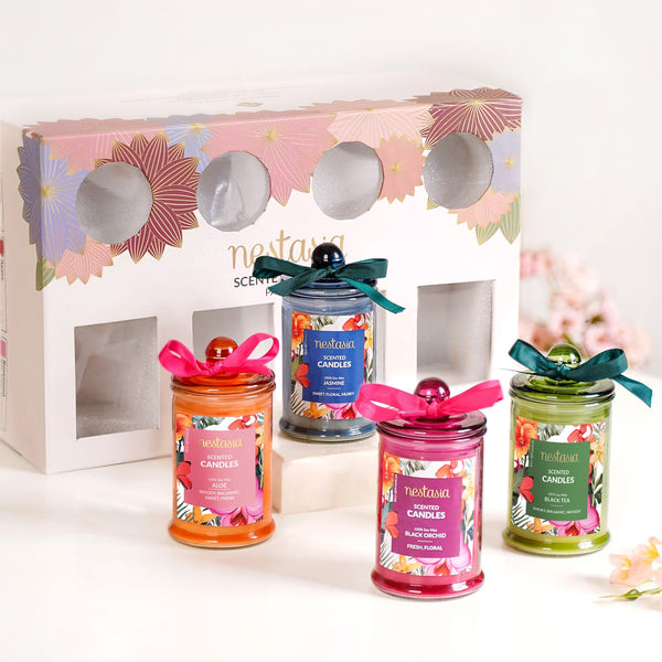 Aroma Quartet Scented Candle Set Of 4 With Gift Box