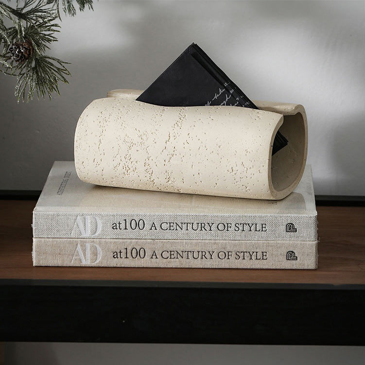 Sculpt Wave Tissue Holder Beige