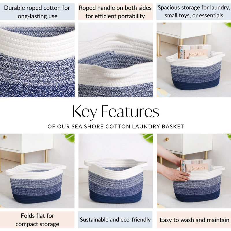 Sea Shore Cotton Laundry Basket