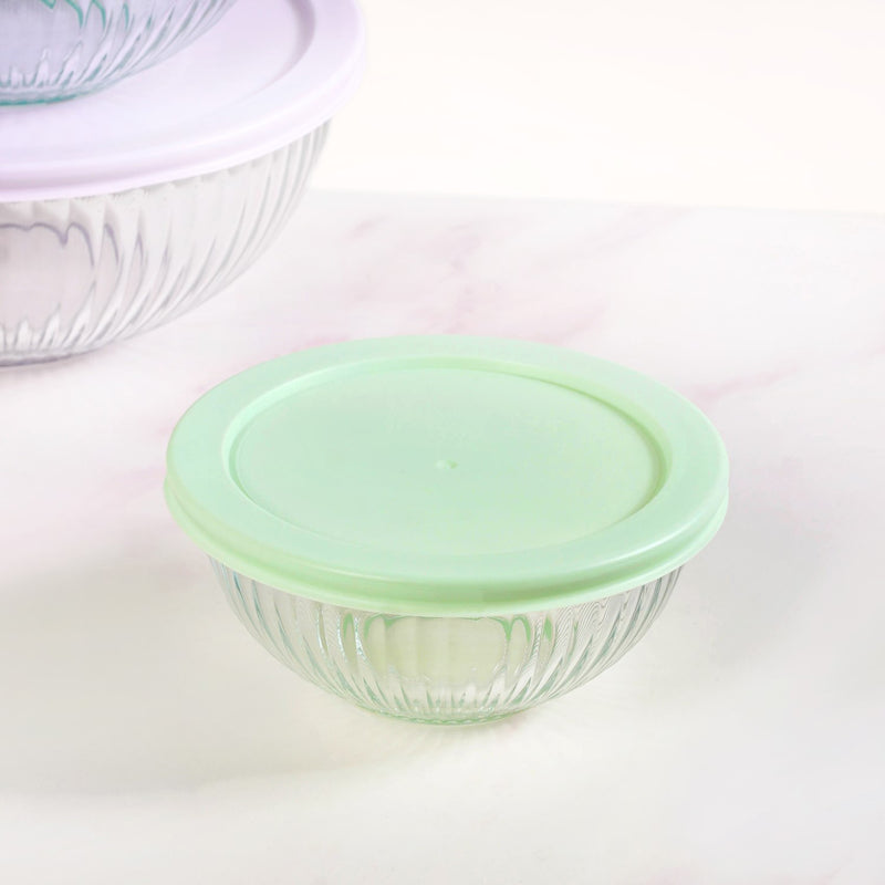 Sealpro Fluted Glass Mixing Bowls With Lids Set Of 3