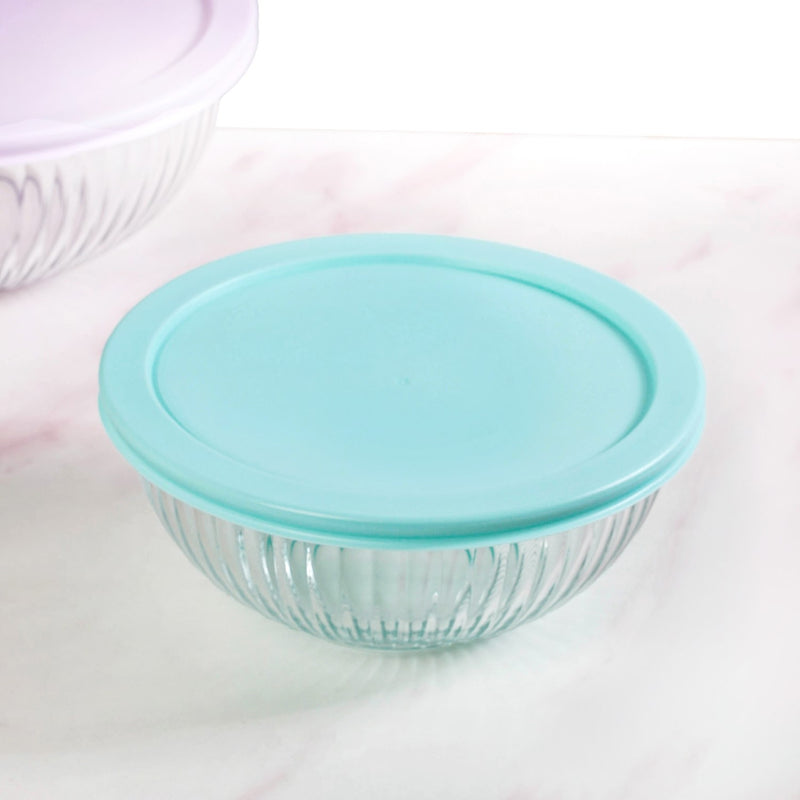 Sealpro Fluted Glass Mixing Bowls With Lids Set Of 3