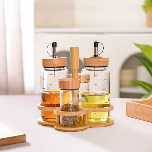 Seasoning Jar And Oil Dispenser Set Of 5 95ml 300ml