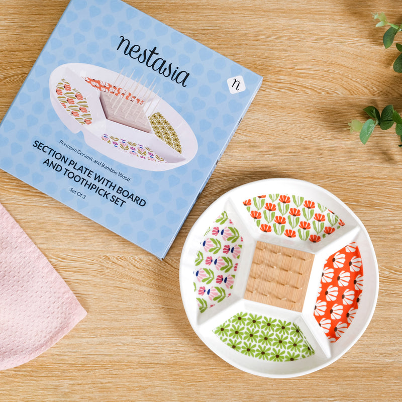 Section Plate With Toothpick Set 23cm