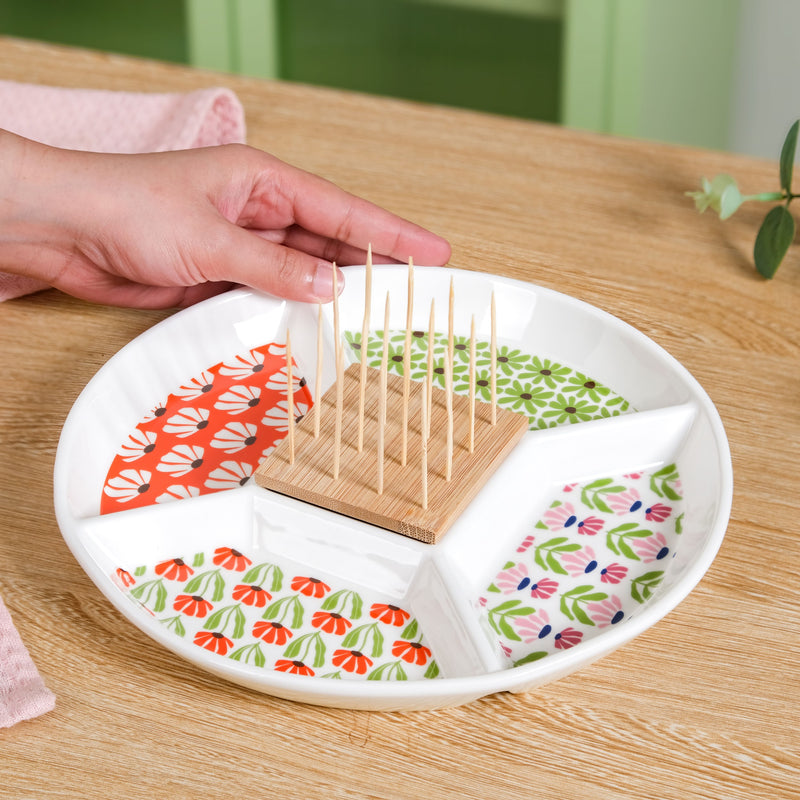Section Plate With Toothpick Set 23cm