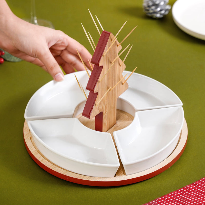 Sectioned Christmas Platter Set Of 5