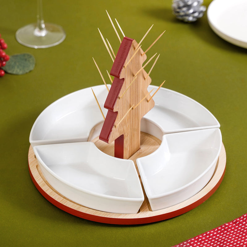 Sectioned Christmas Platter Set Of 5
