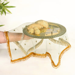 Sequinned Sage Thali Covers Set Of 2