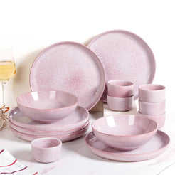 Sera Pink 14 Piece Minimalistic Dinner Set For 6