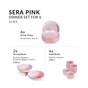 Sera Pink 14 Piece Minimalistic Dinner Set For 6