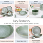 Sera Sage Green 14 Piece Ceramic Dinner Set For 6