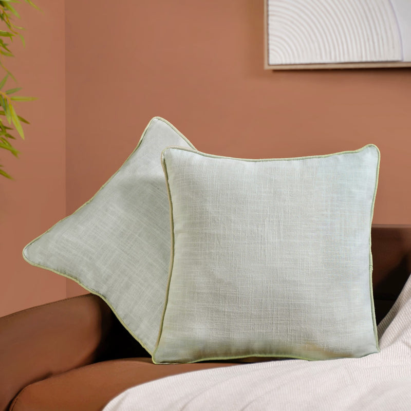 Serene Sage Cotton Cushion Cover Set Of 2