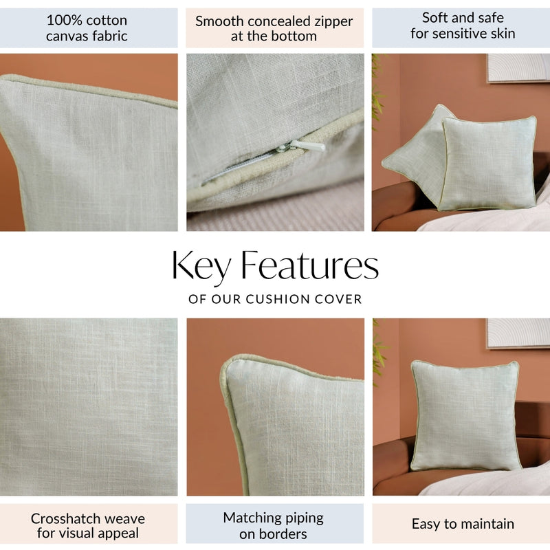 Serene Sage Cotton Cushion Cover Set Of 2