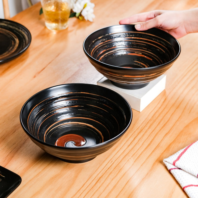 Exotic Serving Bowl Set Of 2 1200ml - Serving bowls, ceramic serving bowls, serving bowls set, black bowls, large bowls