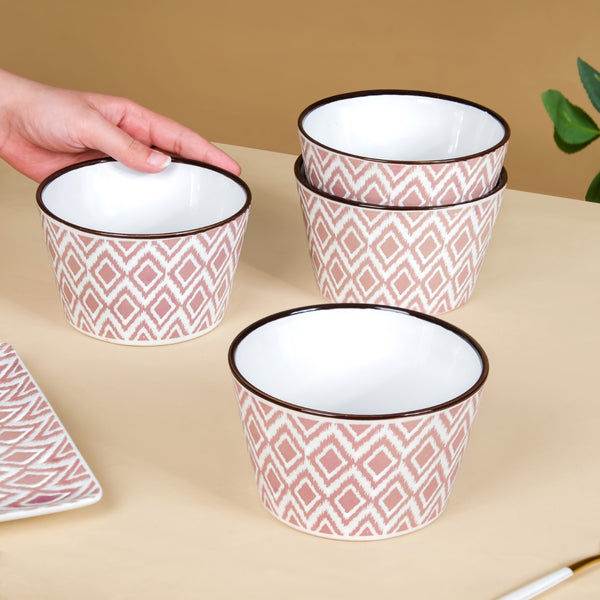 Set Of 4 Kaleido Serving Bowl Pink 650ml